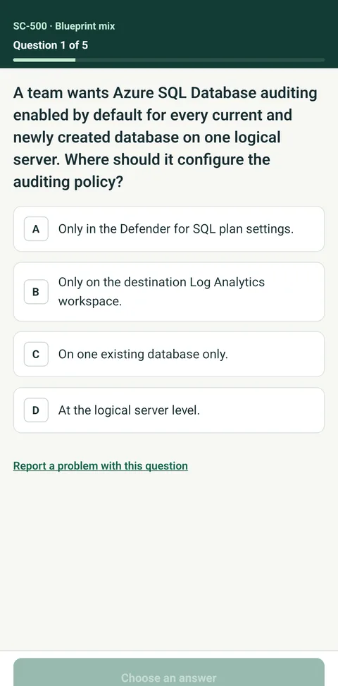 A CertMonk practice question with four answer choices